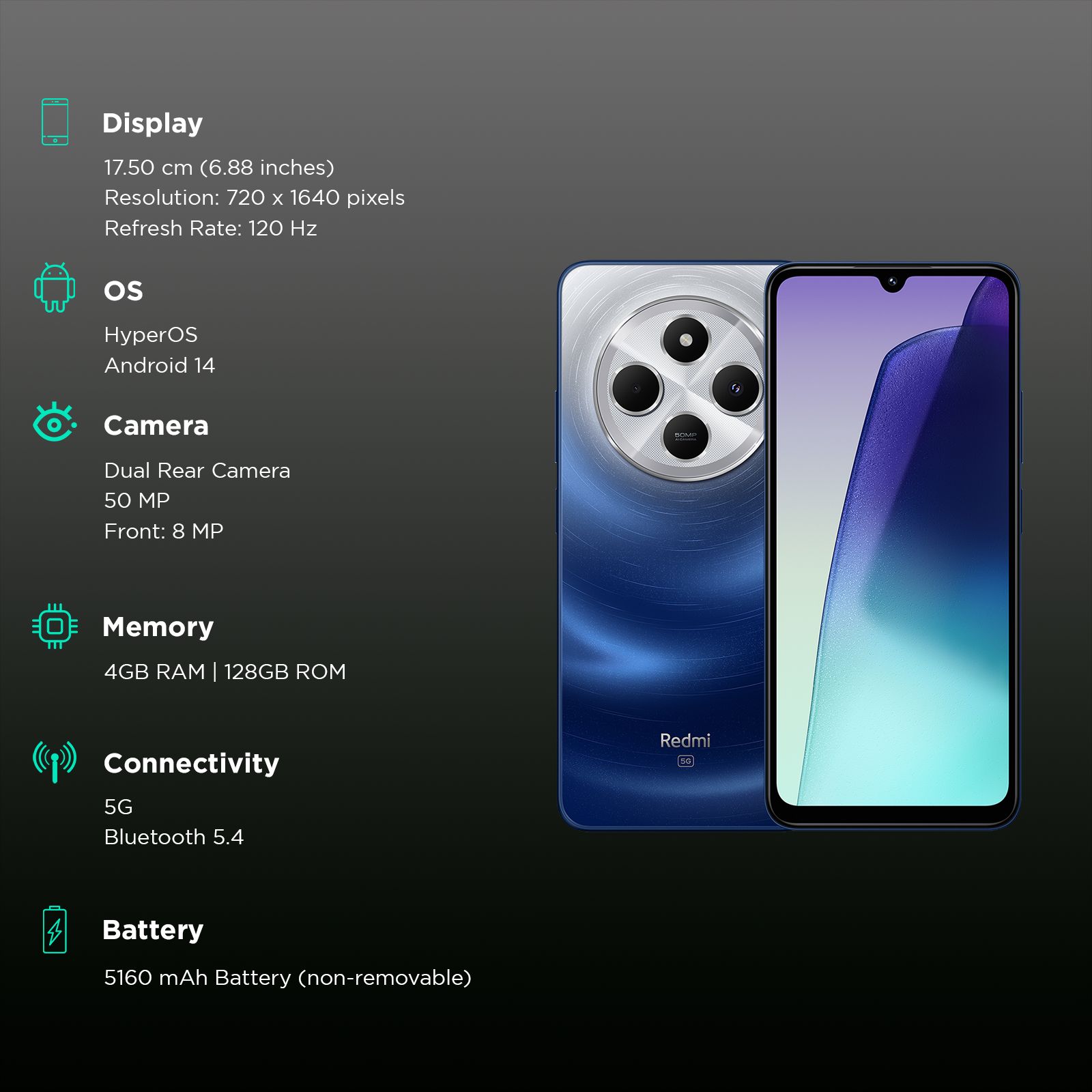 Buy Redmi 14C 5G (4GB RAM, 128GB, Starlight Blue) Online - Croma